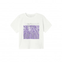 NAME IT Løs Kort T-Shirt Javase Bright White Purple 