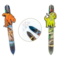 DINO WORLD Kuglepen m/6 farver assoterede