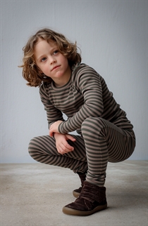 BIRKHOLM Stribede Rib Leggings Kashmir Brun & Oliven Grøn