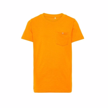 NAME IT Basis T-shirt Med Knap-Lomme Orange