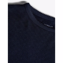 NAME IT Basis Bluse Hulmønster Navy