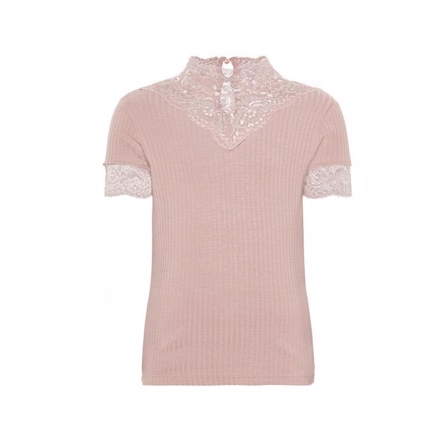 NAME IT Kortærmet Blonde Bluse Rosa