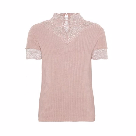 NAME IT Kortærmet Blonde Bluse Hulina Rose