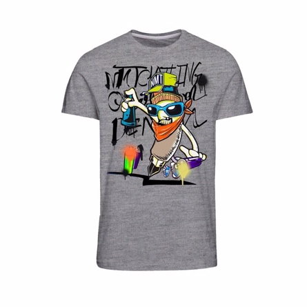 NAME IT Graffiti Tee Hiram Grey Melange