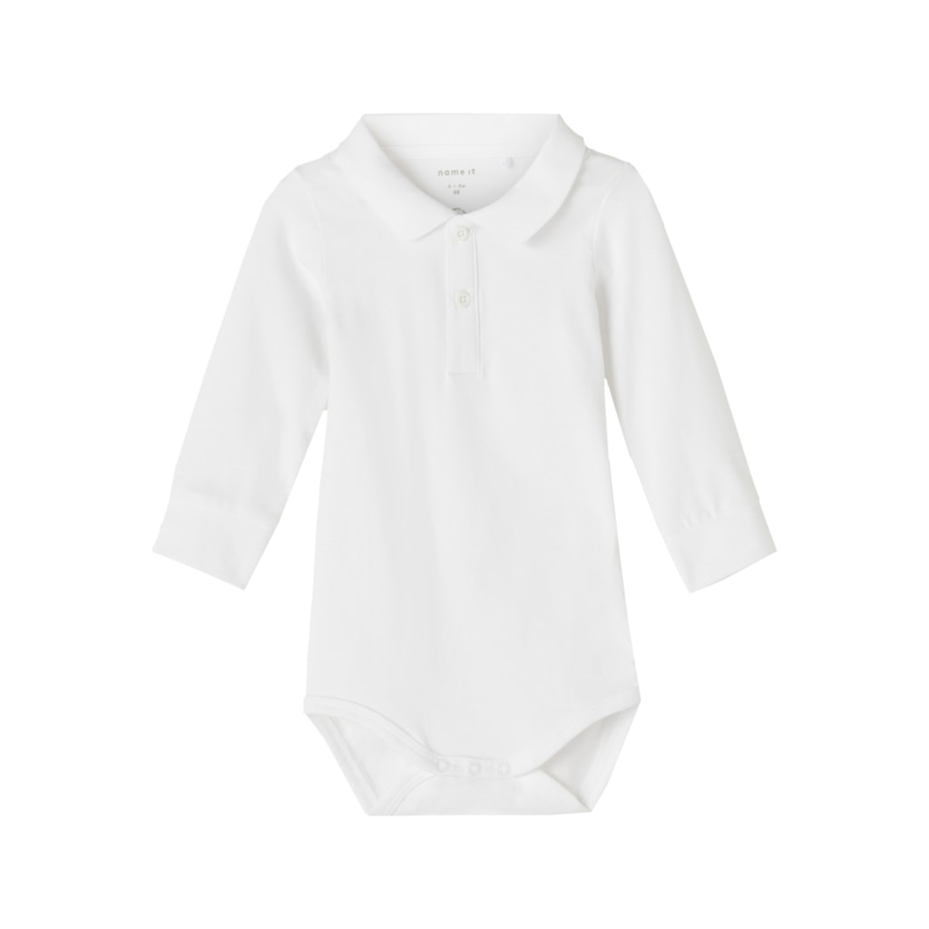 NAME IT Langærmet Polo Body Holger Bright White