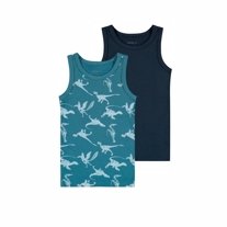 NAME IT 2-Pak Basis Tanktop Real Teal Dino