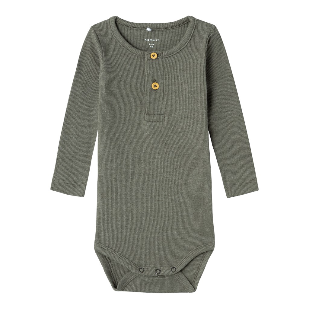 NAME IT Modal Rib Body Kab Dusty Olive Melange