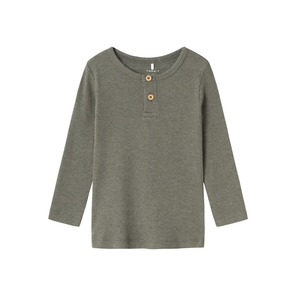 NAME IT Modal Rib Bluse Kab Dusty Olive Melange