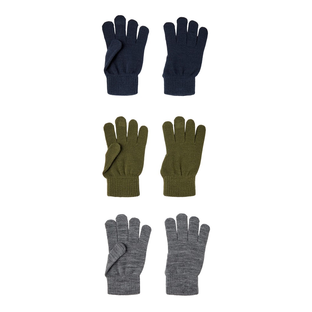 NAME IT 3-Pak Handsker Grøn Mix Olive Night billede