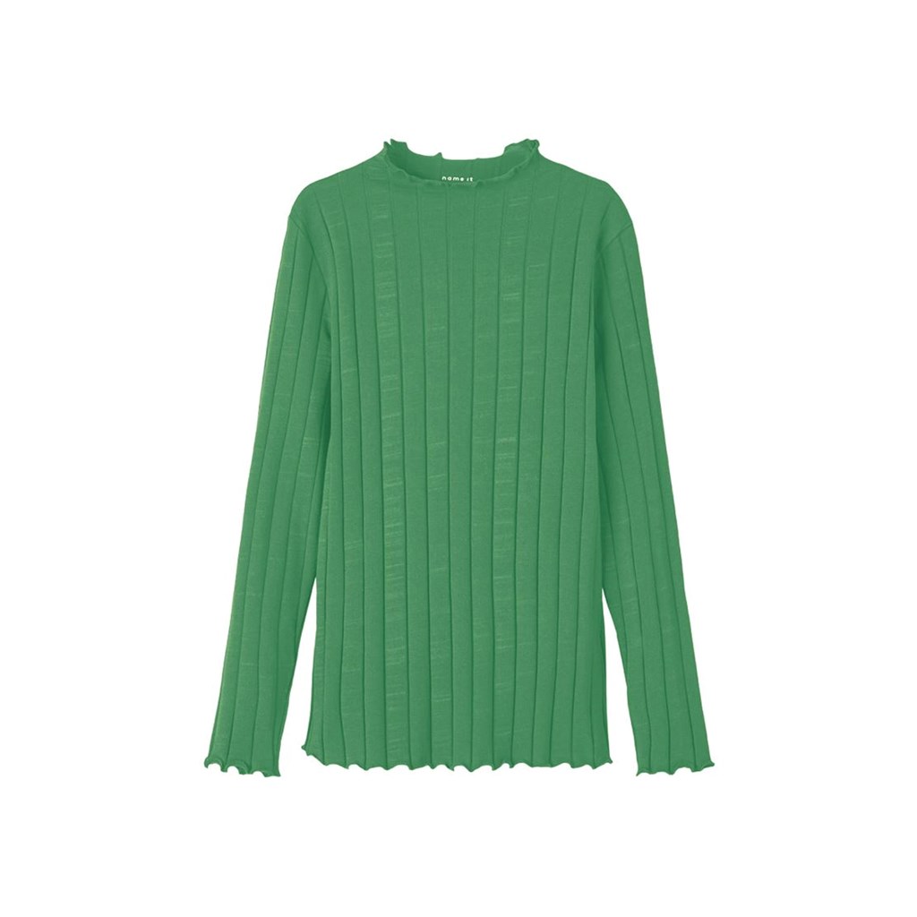 NAME IT Langærmet Rib Bluse Oline Irish Green