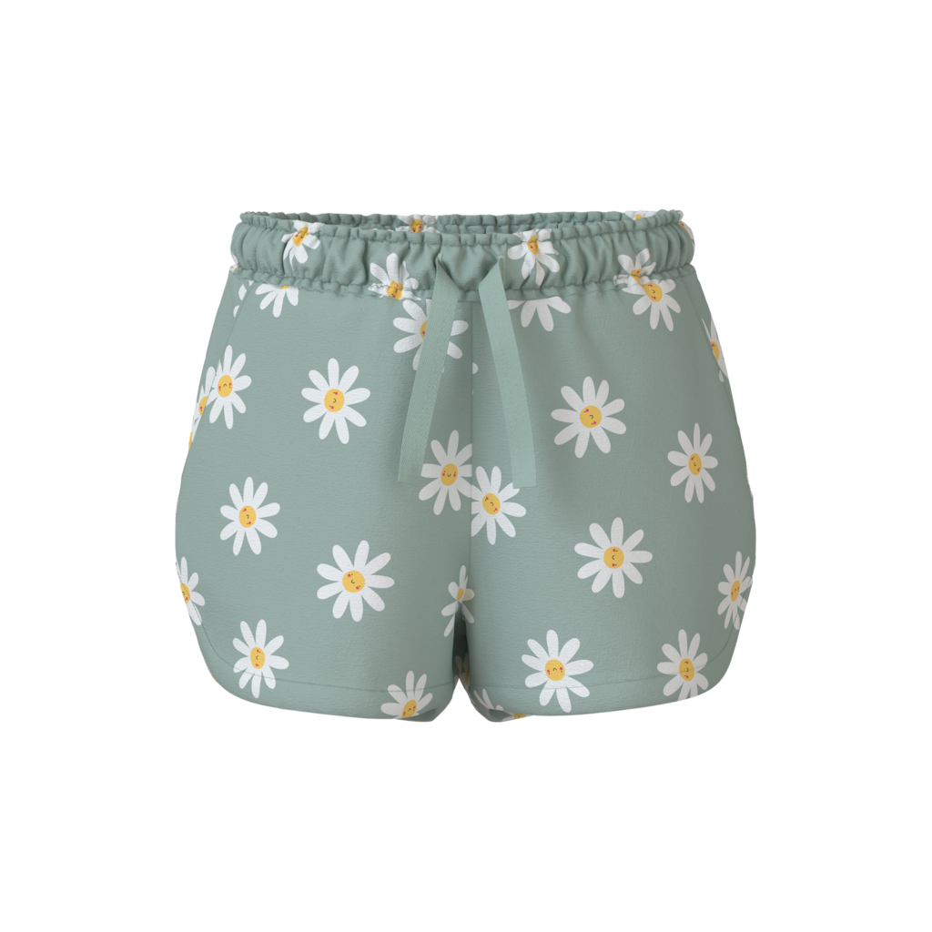 NAME IT Shorts Vigga Silt Green Daisy Blomster