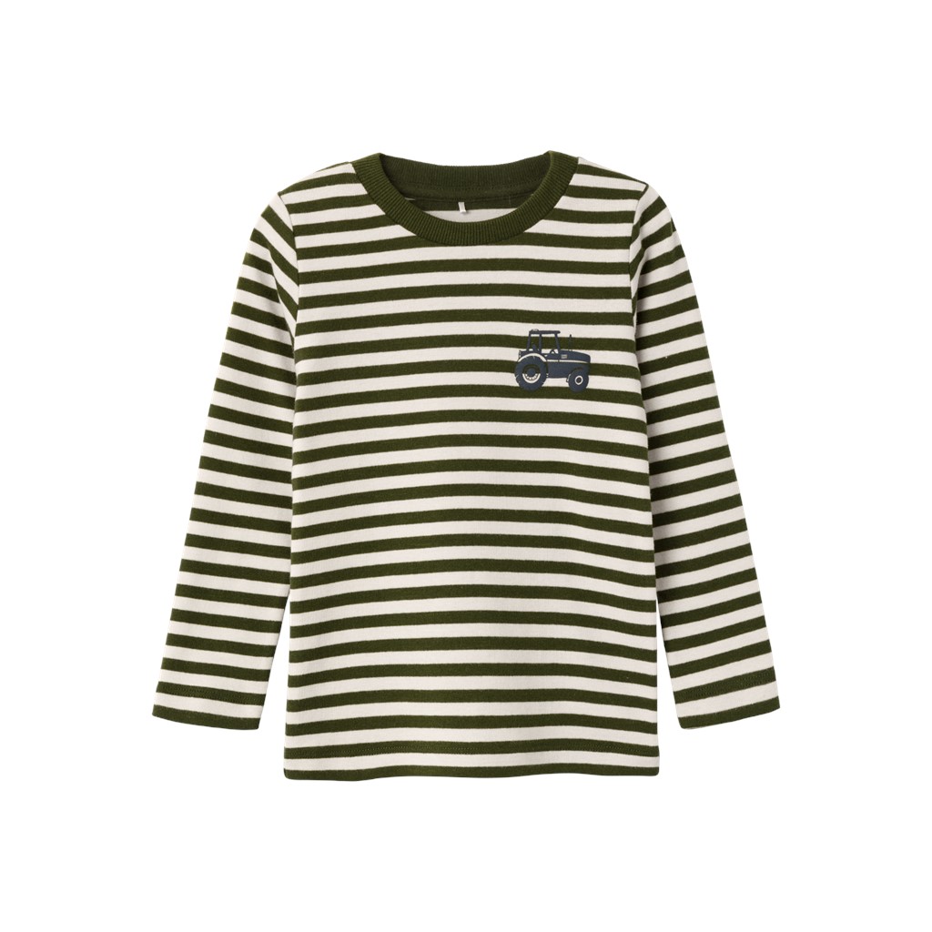 NAME IT Stribet Bluse Med Traktor Villy Rifle Green