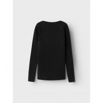 NAME IT Langærmet Rib Bluse Black Solid