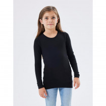NAME IT Langærmet Rib Bluse Black Solid