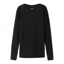 NAME IT Langærmet Rib Bluse Black Solid