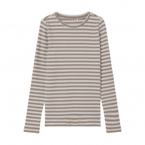 NAME IT NAME IT Stribet Langærmet Rib Bluse Mocha Meringue