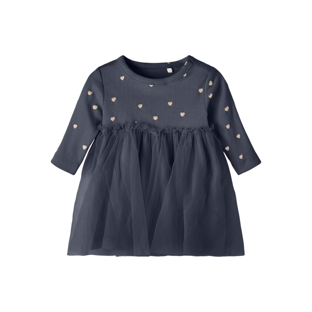 NAME IT Nadja Langærmet Tyl Kjole Dark Sapphire billede