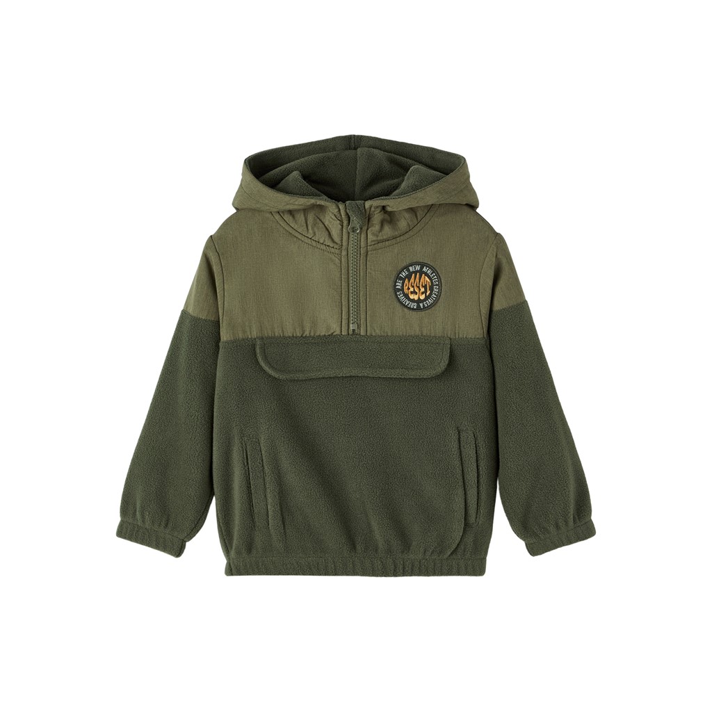 NAME IT Fleece Anorak Jakke Morm Oil Green