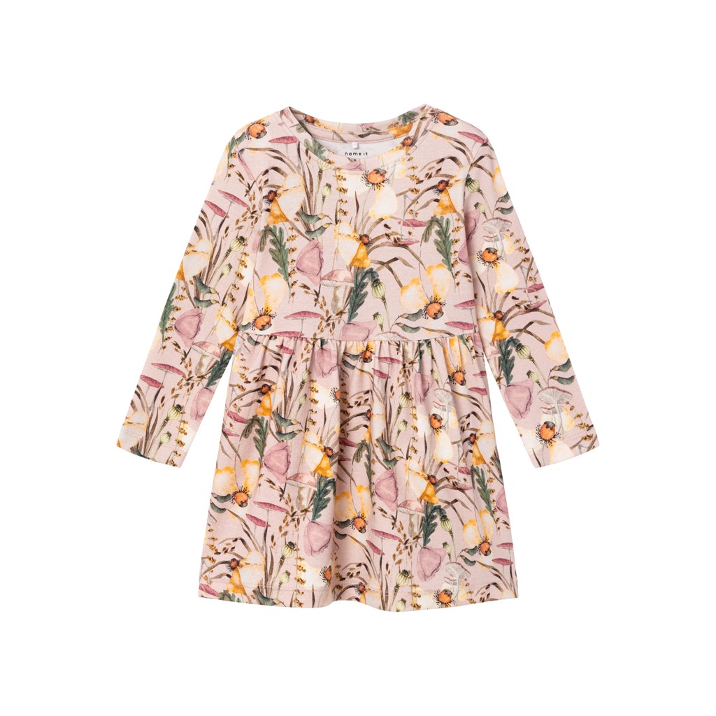 NAME IT Langærmet Blomster Kjole Nestella Rose Smoke