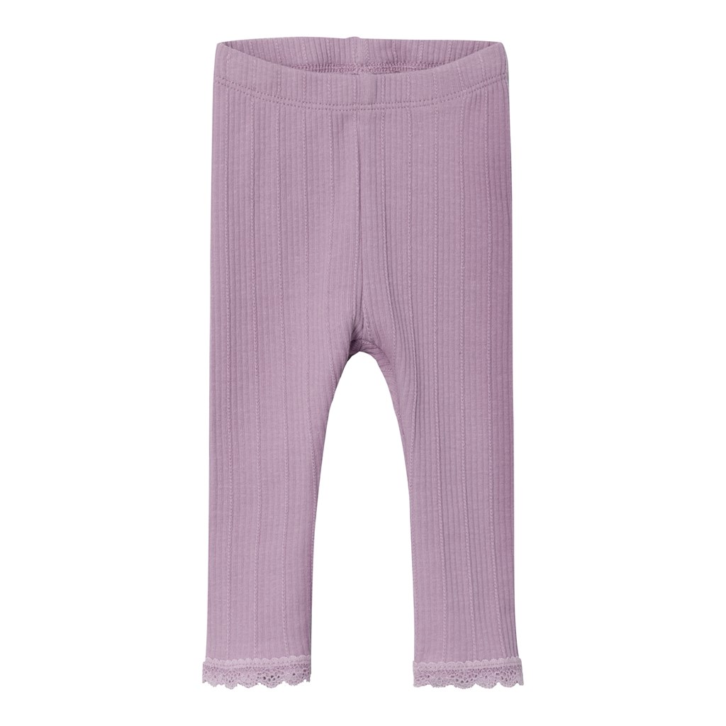Leggings NAME IT NBFKUBIE Per Neonata, Colore Lilla Pastello, In Morbido Cotone Elasticizzato, Vita Comoda