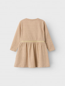 NAME IT Langærmet Glimmer Kjole Sosanna Gilded Beige