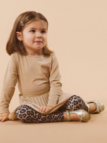 NAME IT Langærmet Glimmer Kjole Sosanna Gilded Beige