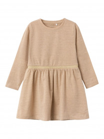 NAME IT Langærmet Glimmer Kjole Sosanna Gilded Beige