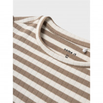 NAME IT Stribet Langærmet Rib Bluse Suraja Mocha Meringue