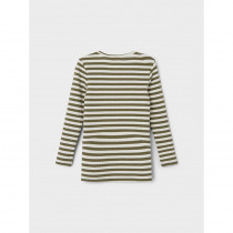 NAME IT Stribet Langærmet Rib Bluse Suraja Deep Lichen Green