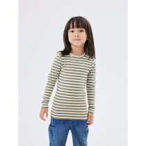 NAME IT Stribet Langærmet Rib Bluse Suraja Deep Lichen Green