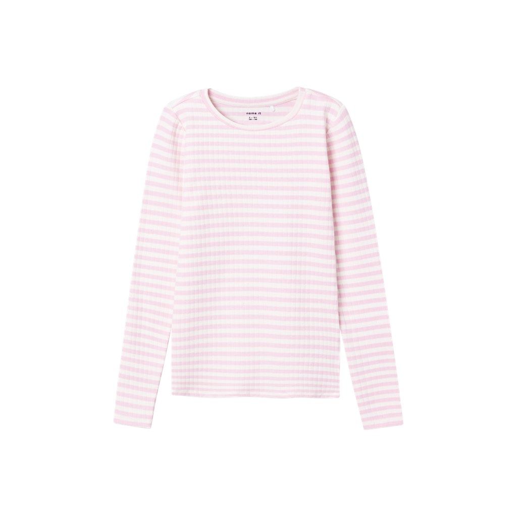 NAME IT Stribet Langærmet Rib Bluse Suraja Parfait Pink