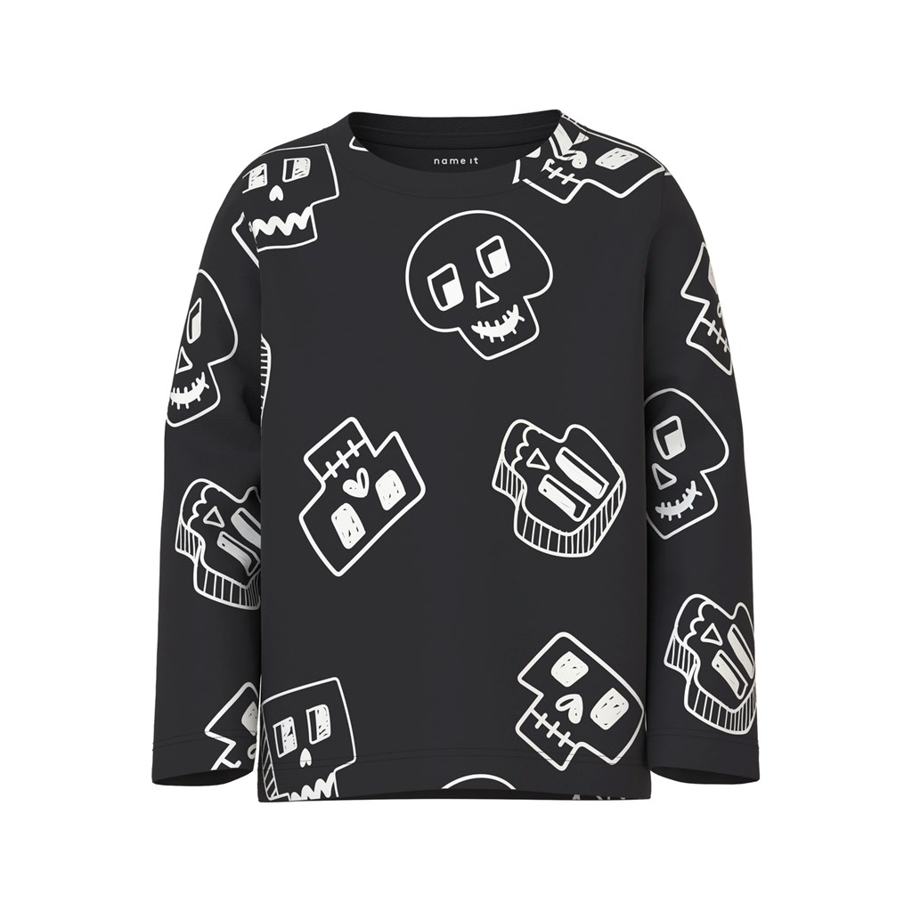 NAME IT Bluse Onyx Black Skulls