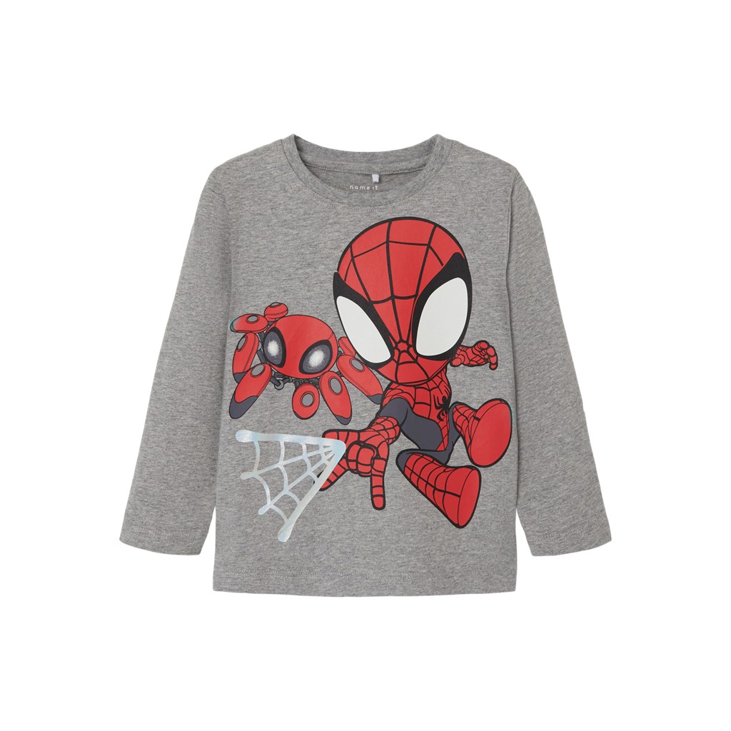 NAME IT Langærmet Spiderman Bluse Domi Grey Melange