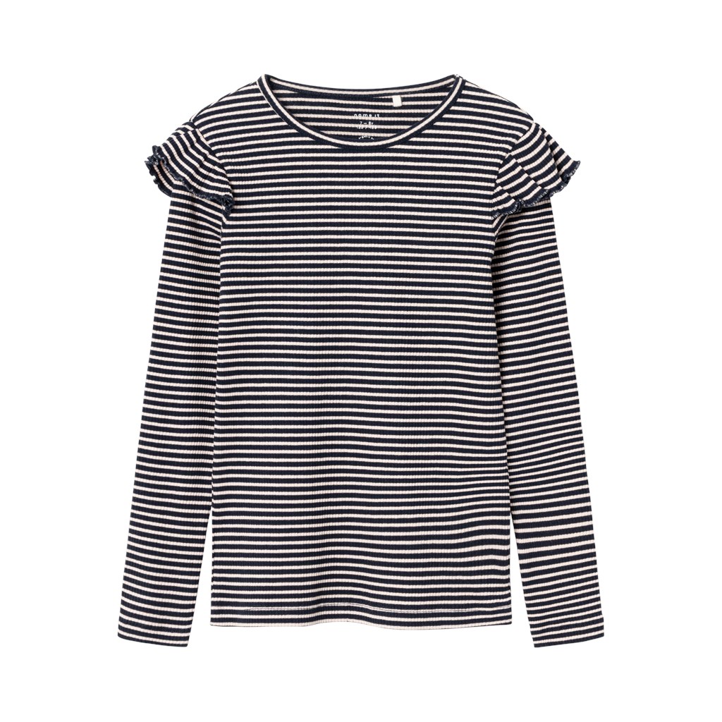 NAME IT Stribet Flæse Bluse Tesilla Dark Sapphire