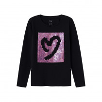NAME IT Paillet Bluse Black Purple Sequinz