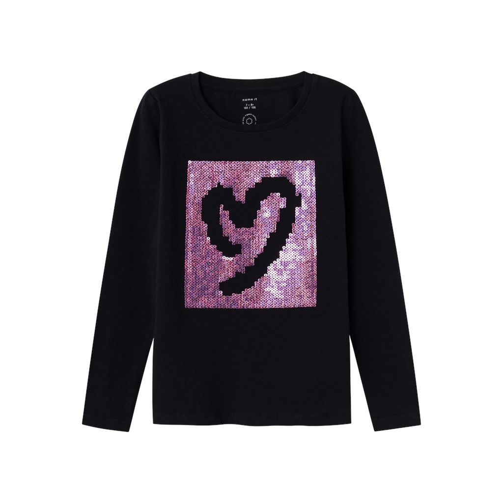 NAME IT Paillet Bluse Black Purple Sequinz