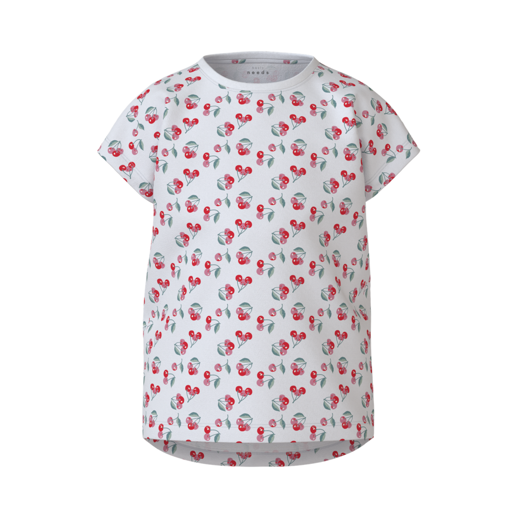 NAME IT T-Shirt Vigga Bright White Kirsebær