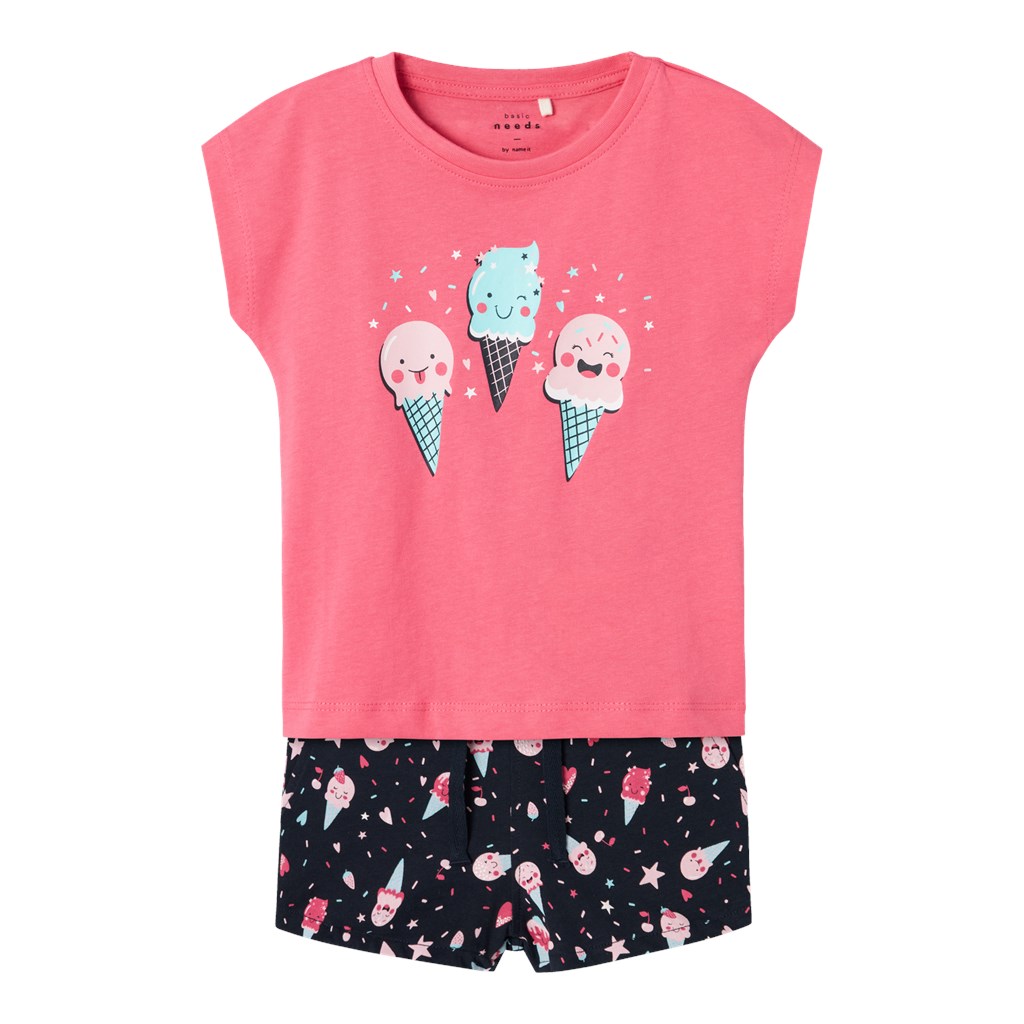 NAME IT Shorts Og T-Shirt Sæt Vigea Camellia Rose 