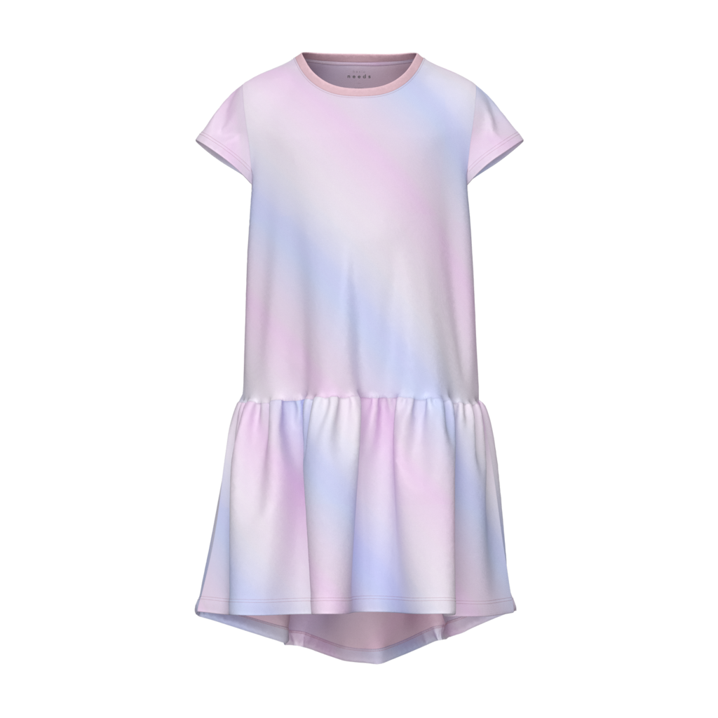 NAME IT Kortærmet Kjole Vigga Parfait Pink Regnbue