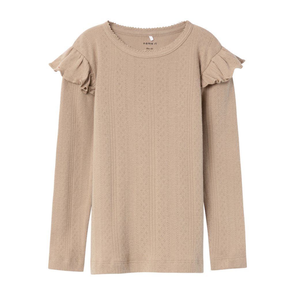 NAME IT Hulmønster Bluse Ninna Savannah Tan