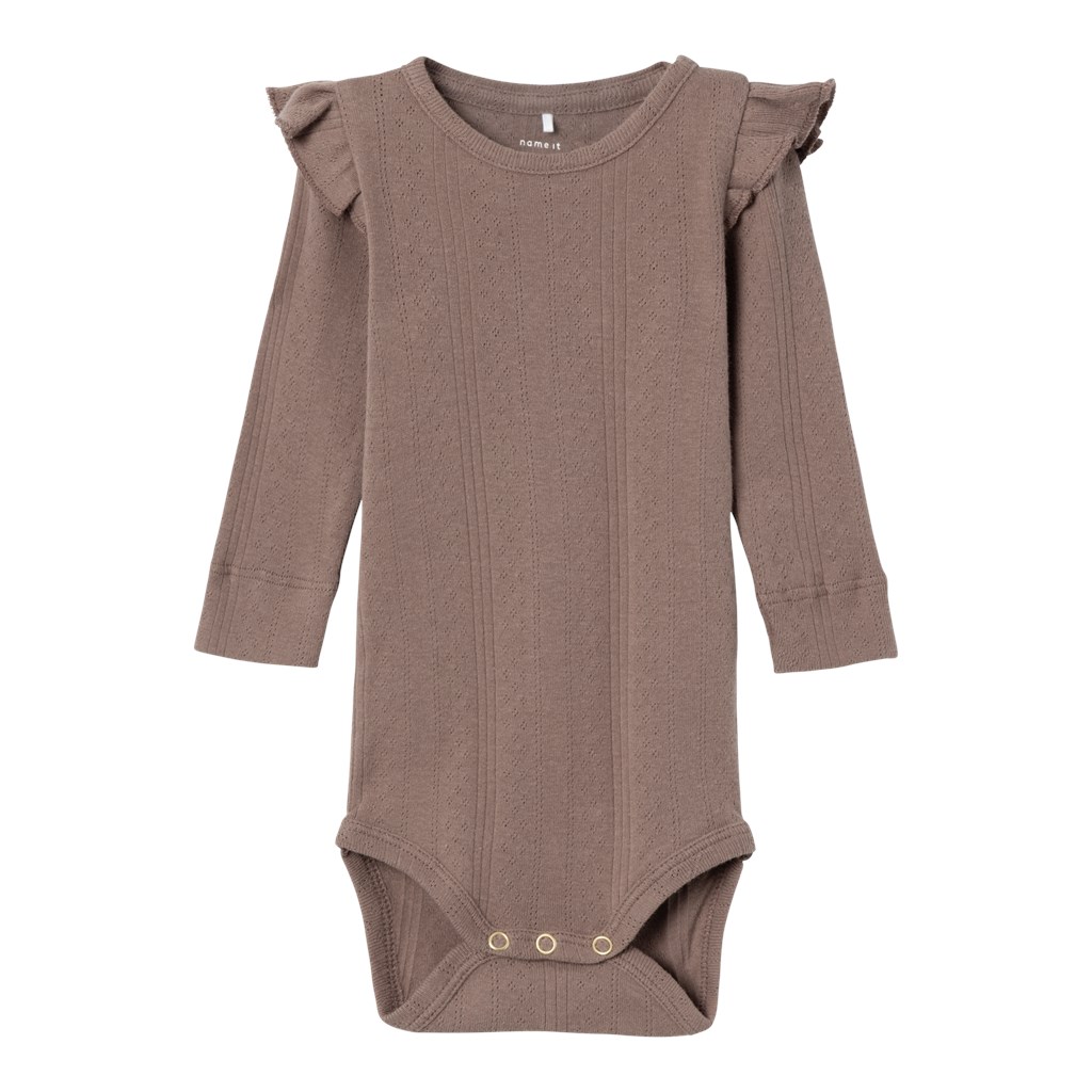 NAME IT Hulmønster Body Ninna Deep Taupe