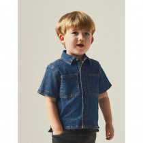 NAME IT Kortærmet Denim Skjorte Peter Dark Blue Denim