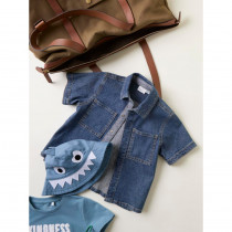 NAME IT Kortærmet Denim Skjorte Peter Dark Blue Denim