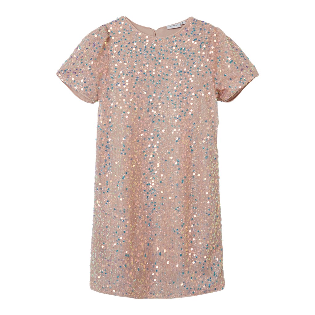 Name It Funica Kortærmet Paillet Kjole - Parfait Pink