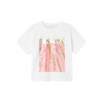 NAME IT Løs Kort T-Shirt Javase Bright White Pink 
