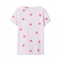 NAME IT Rib T-shirt Vemma Bright White Strawberry