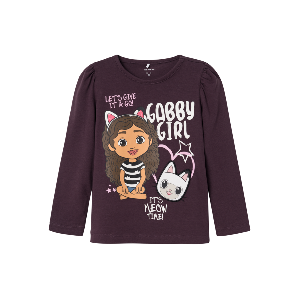 Name Gabby Cat Langærmet Bluse Juliet Plum Perfect
