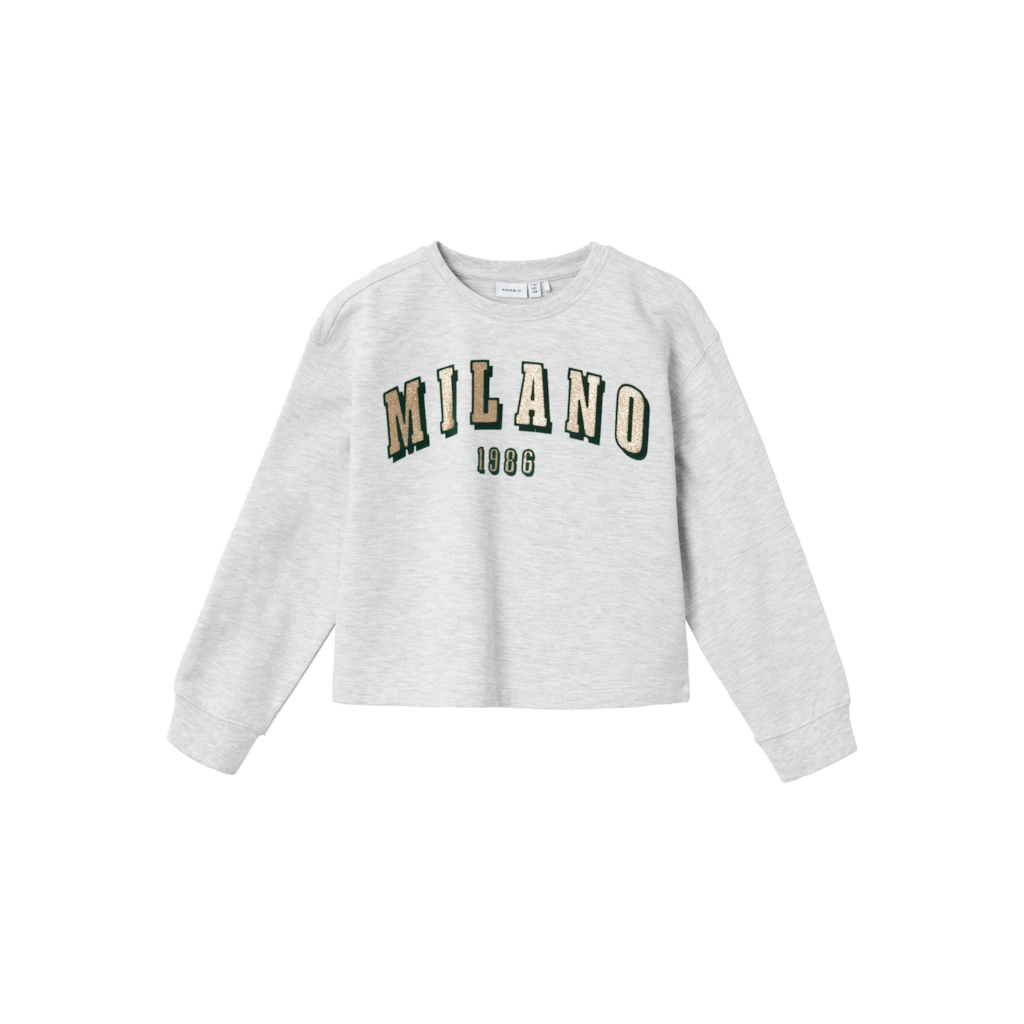Name It Sweatshirt - Cropped - NkfLosefine - Light Grey Melange