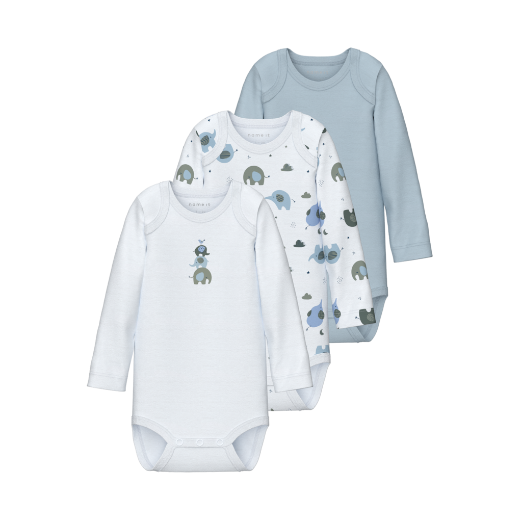 NAME IT 3-Pak Body Langærmet Baby Blue billede