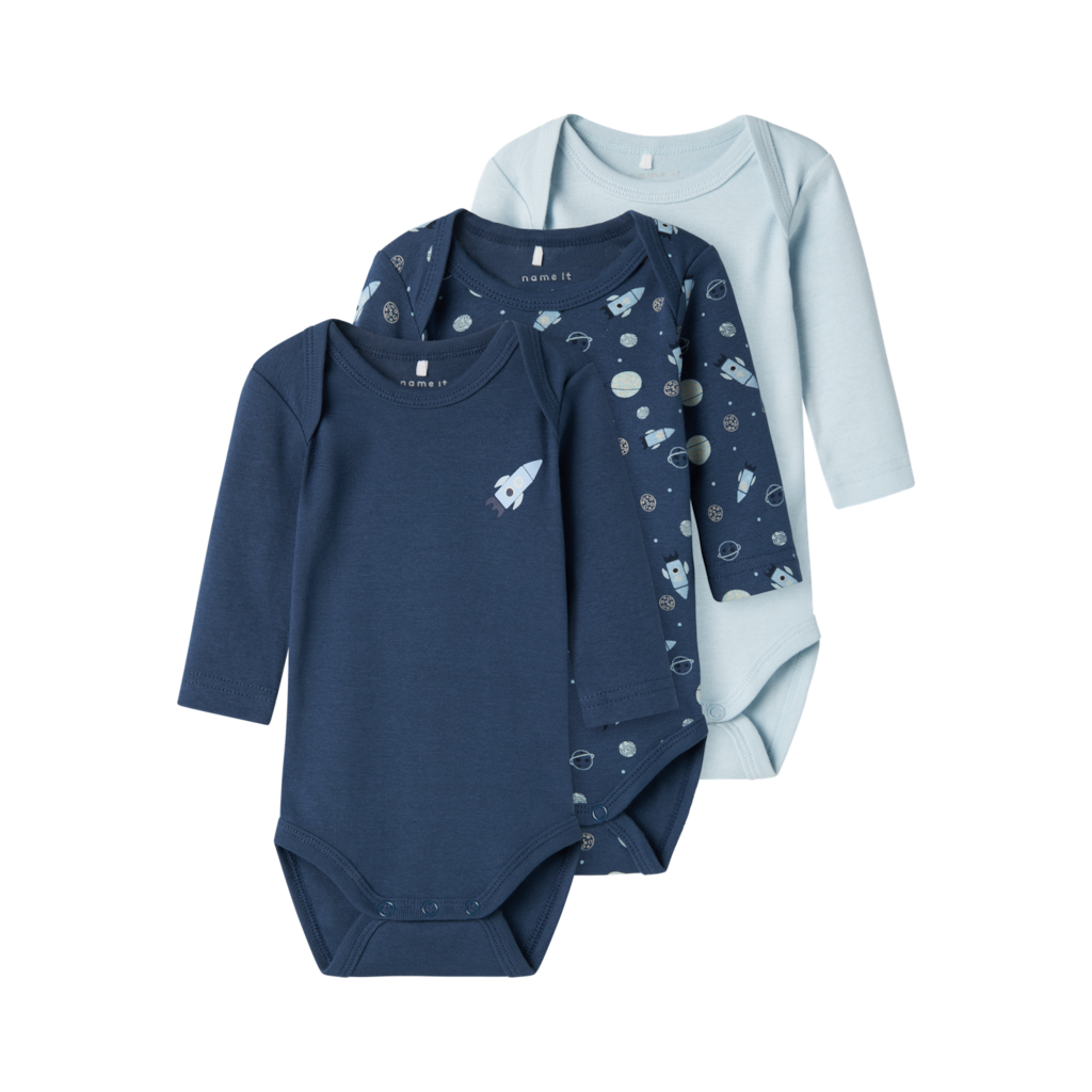 NAME IT 3-Pak Body Langærmet Dark Denim billede